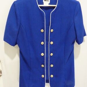 Vintage Leslie Fay Collection Jacket Womens 6 BLUE Made in USA